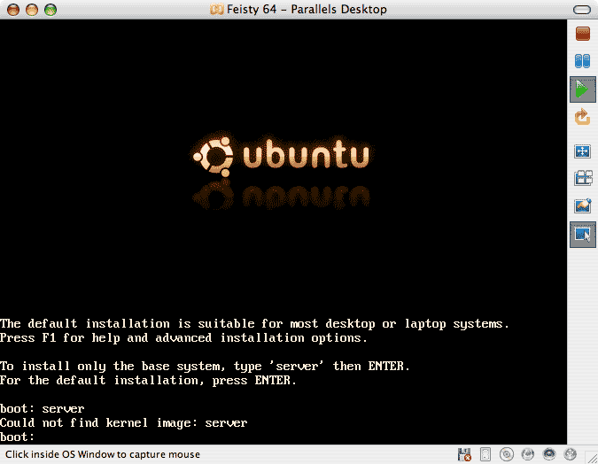 Could not image kernel. Ubuntu 7. Ubuntu 7.04.